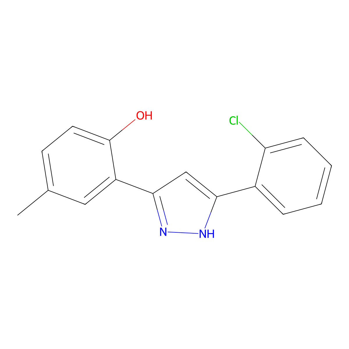 2-(5-(2-chlorophenyl)-1H-pyrazol-3-yl)-4-methylphenol molecular structure, CAS 344912-48-7