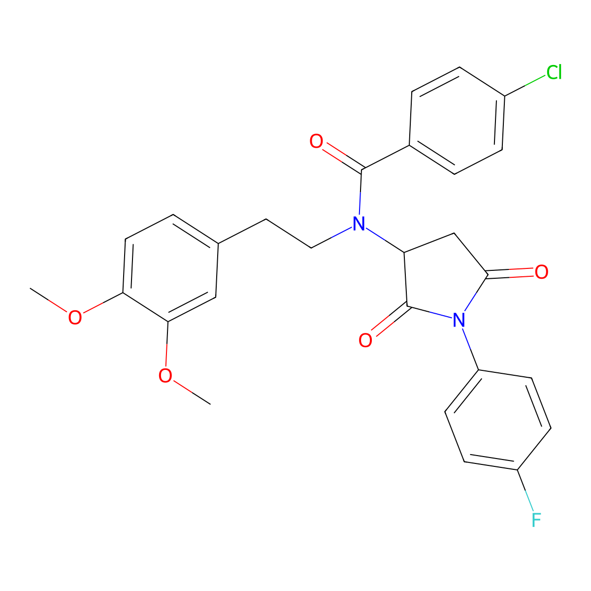 4-chloro-N-[2-(3,4-dimethoxyphenyl)ethyl]-N-[1-(4-fluorophenyl)-2,5-dioxopyrrolidin-3-yl]benzamide molecular structure, CAS 344912-61-4