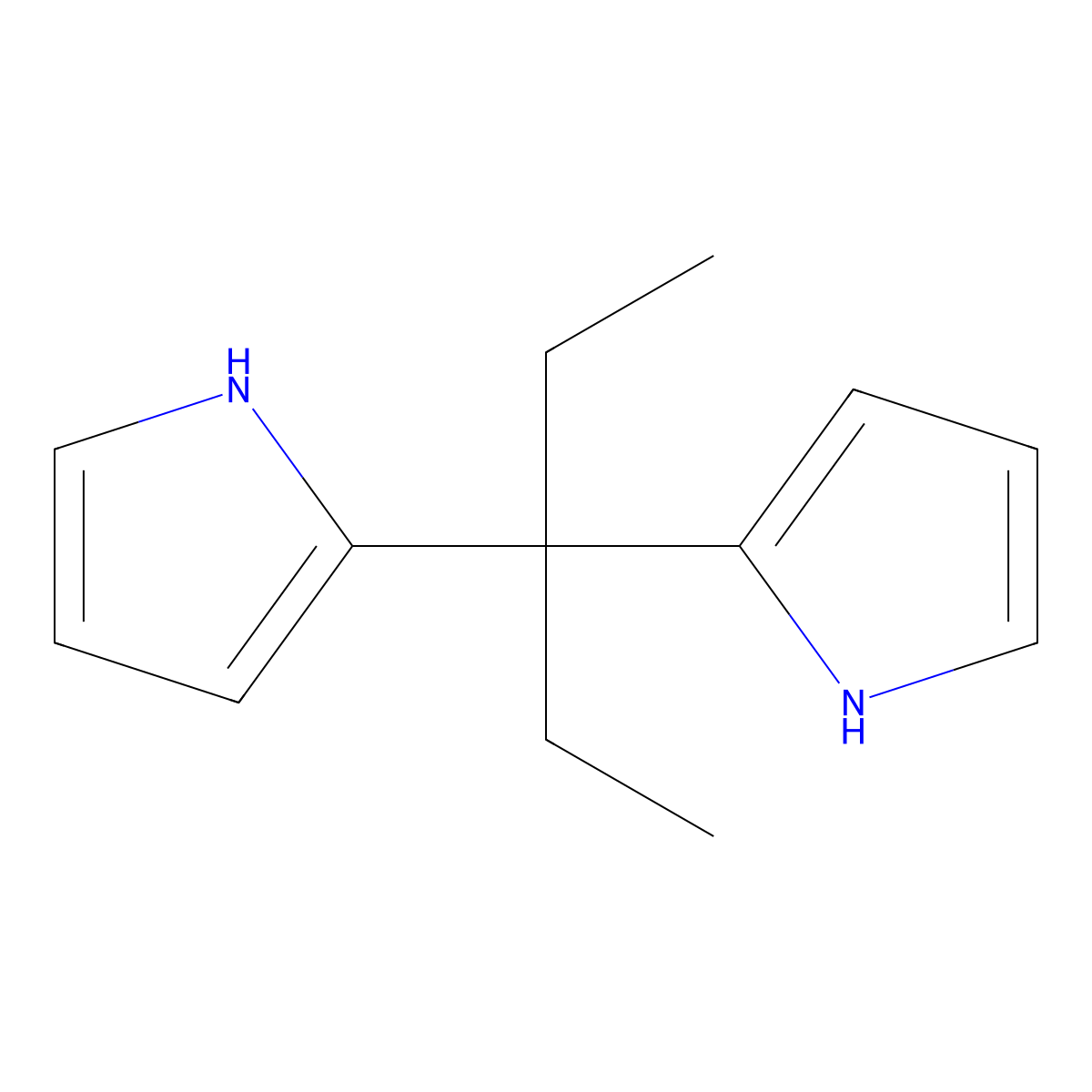 2-[3-(1H-pyrrol-2-yl)pentan-3-yl]-1H-pyrrole molecular structure, CAS 34492-01-8