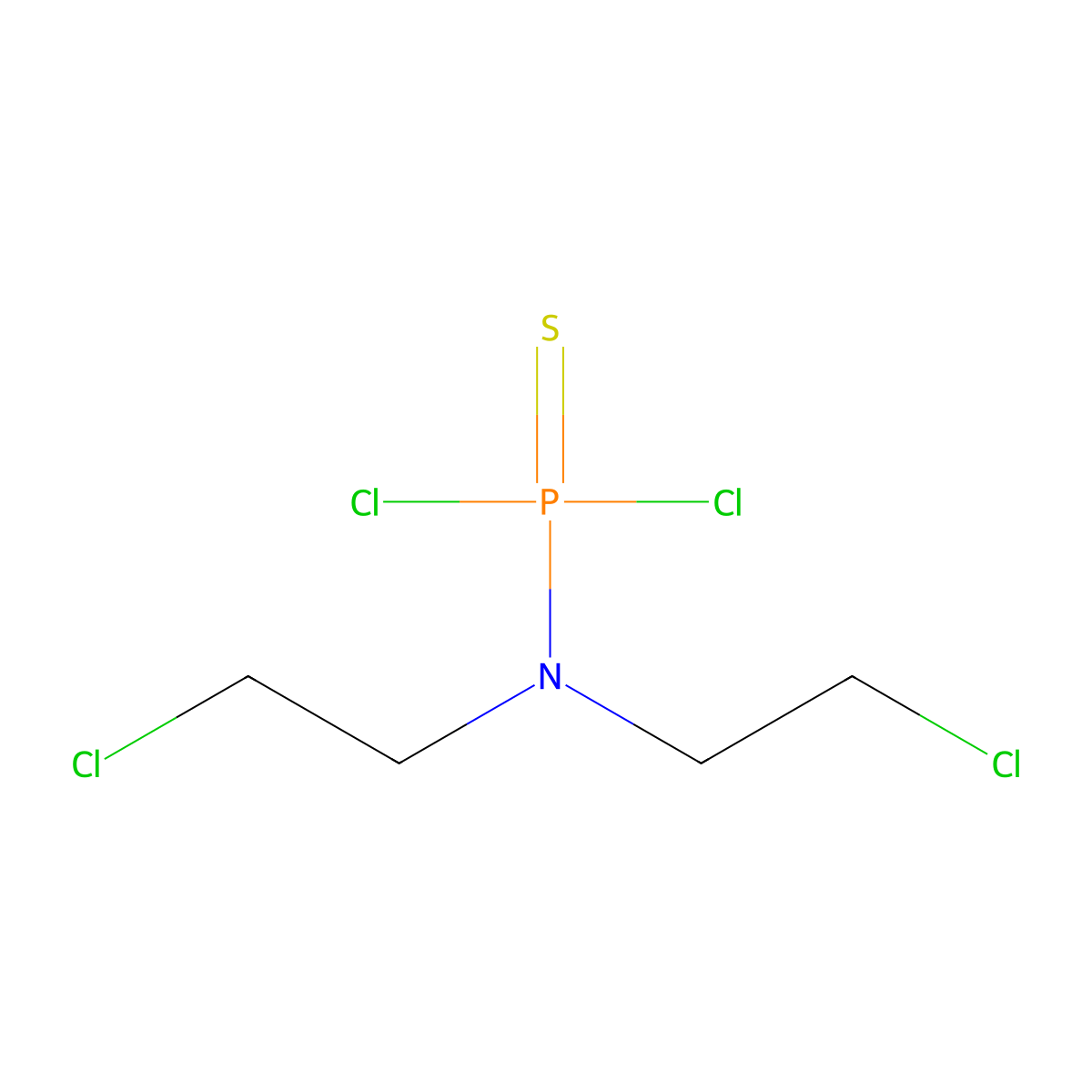 Phosphoramidothioic dichloride, N,N-bis(2-chloroethyl)- molecular structure, CAS 34492-32-5