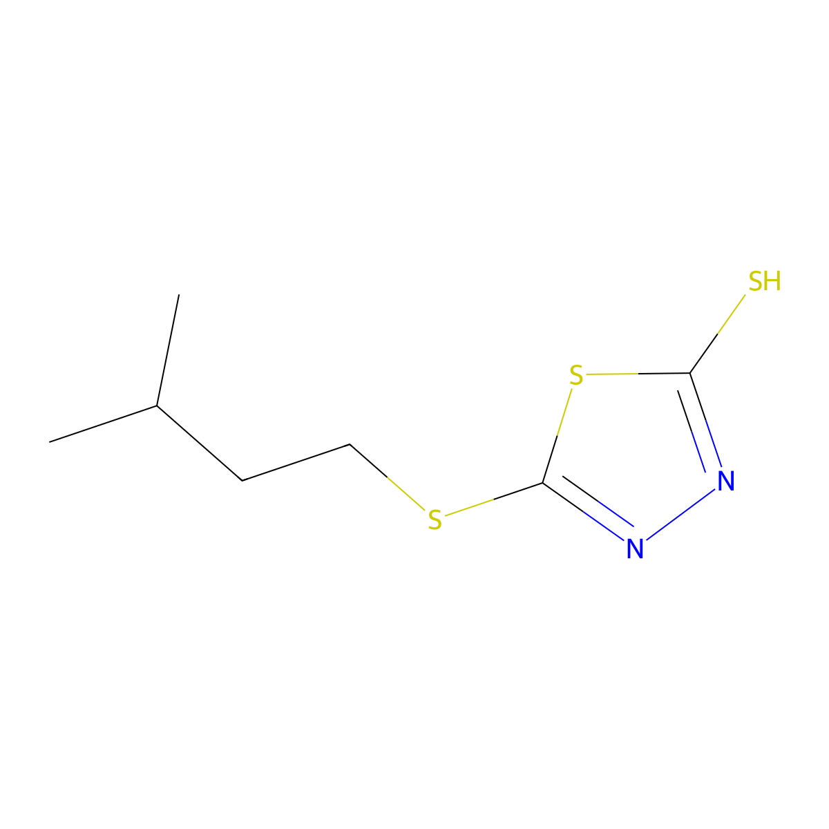 5-(Isopentylthio)-1,3,4-thiadiazole-2-thiol molecular structure, CAS 344926-02-9