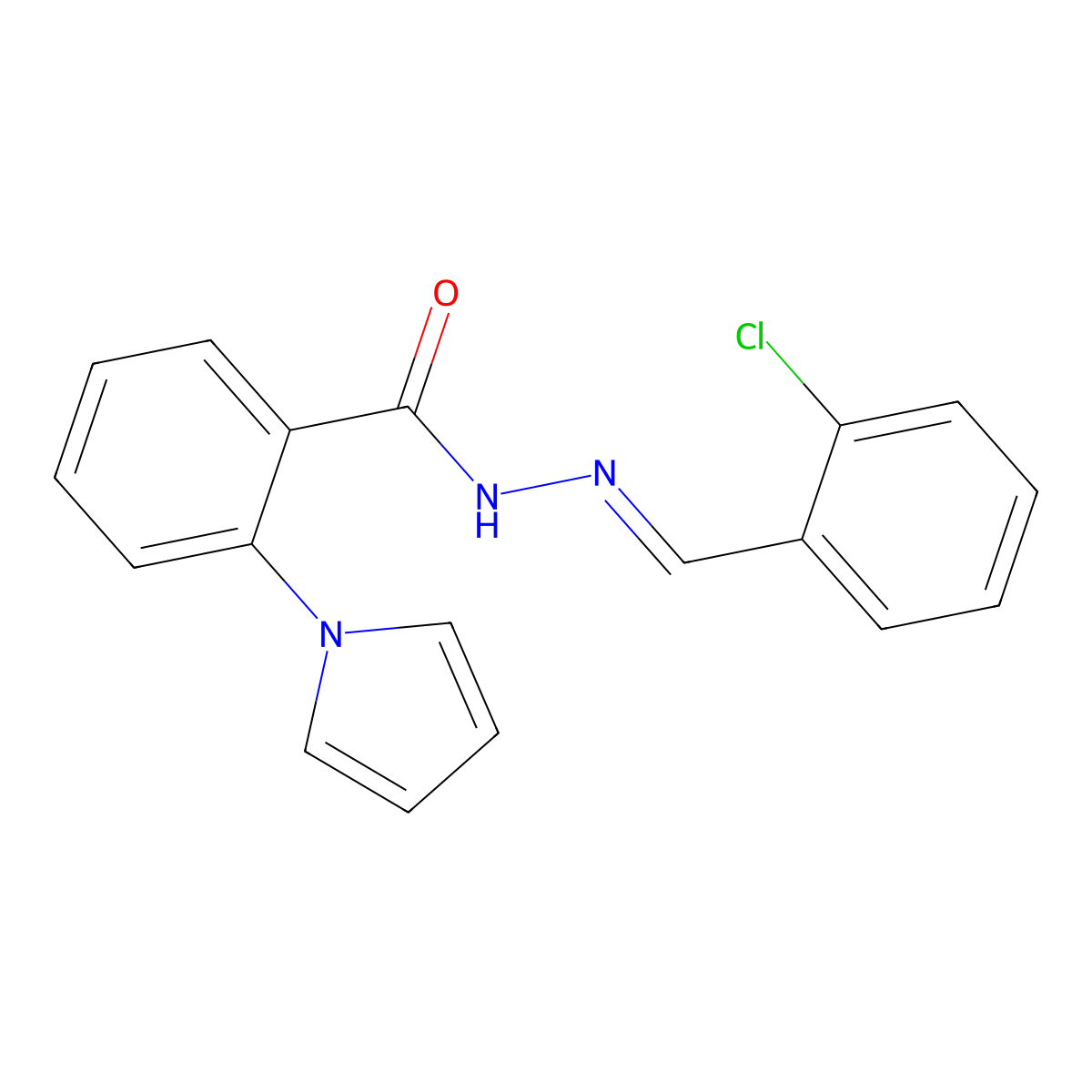 N'-[(Z)-(2-chlorophenyl)methylidene]-2-(1H-pyrrol-1-yl)benzenecarbohydrazide molecular structure, CAS 344934-45-8
