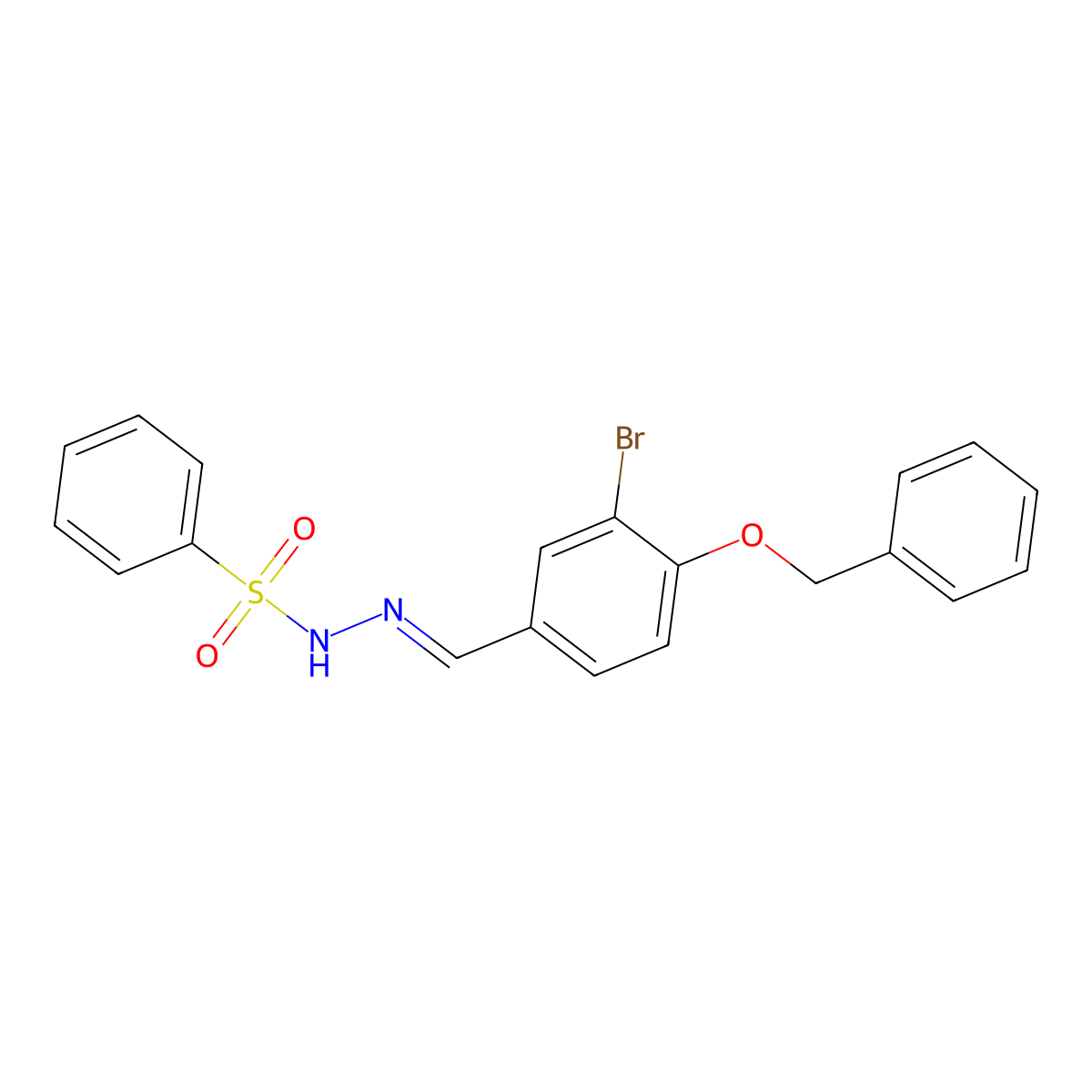 N'-[4-(benzyloxy)-3-bromobenzylidene]benzenesulfonohydrazide molecular structure, CAS 344943-43-7
