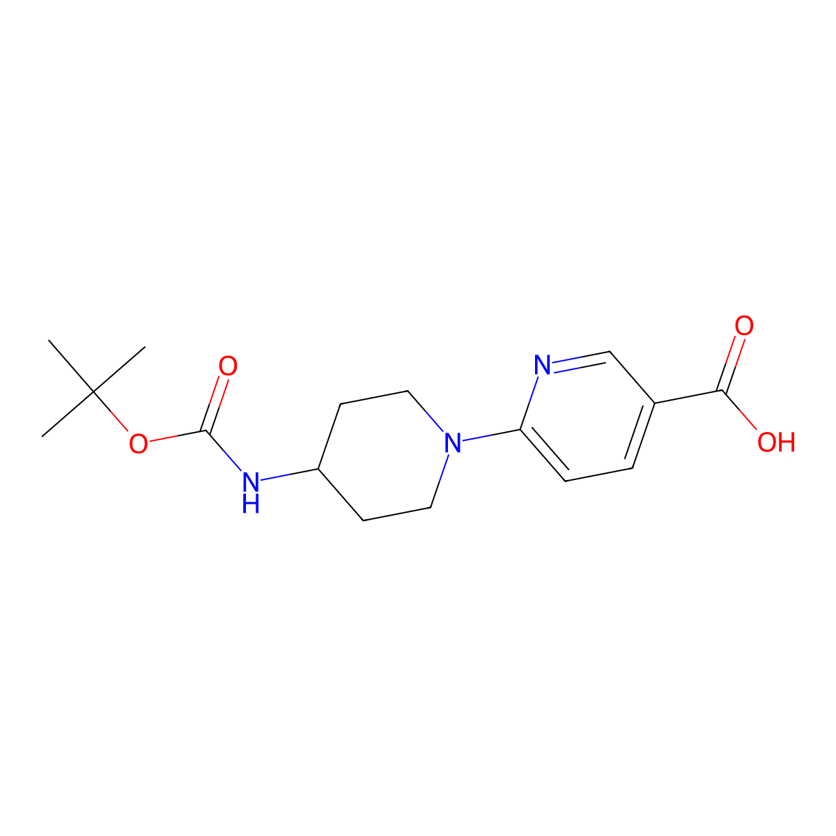 6-(4-((tert-Butoxycarbonyl)amino)piperidin-1-yl)nicotinic acid molecular structure, CAS 344947-08-6