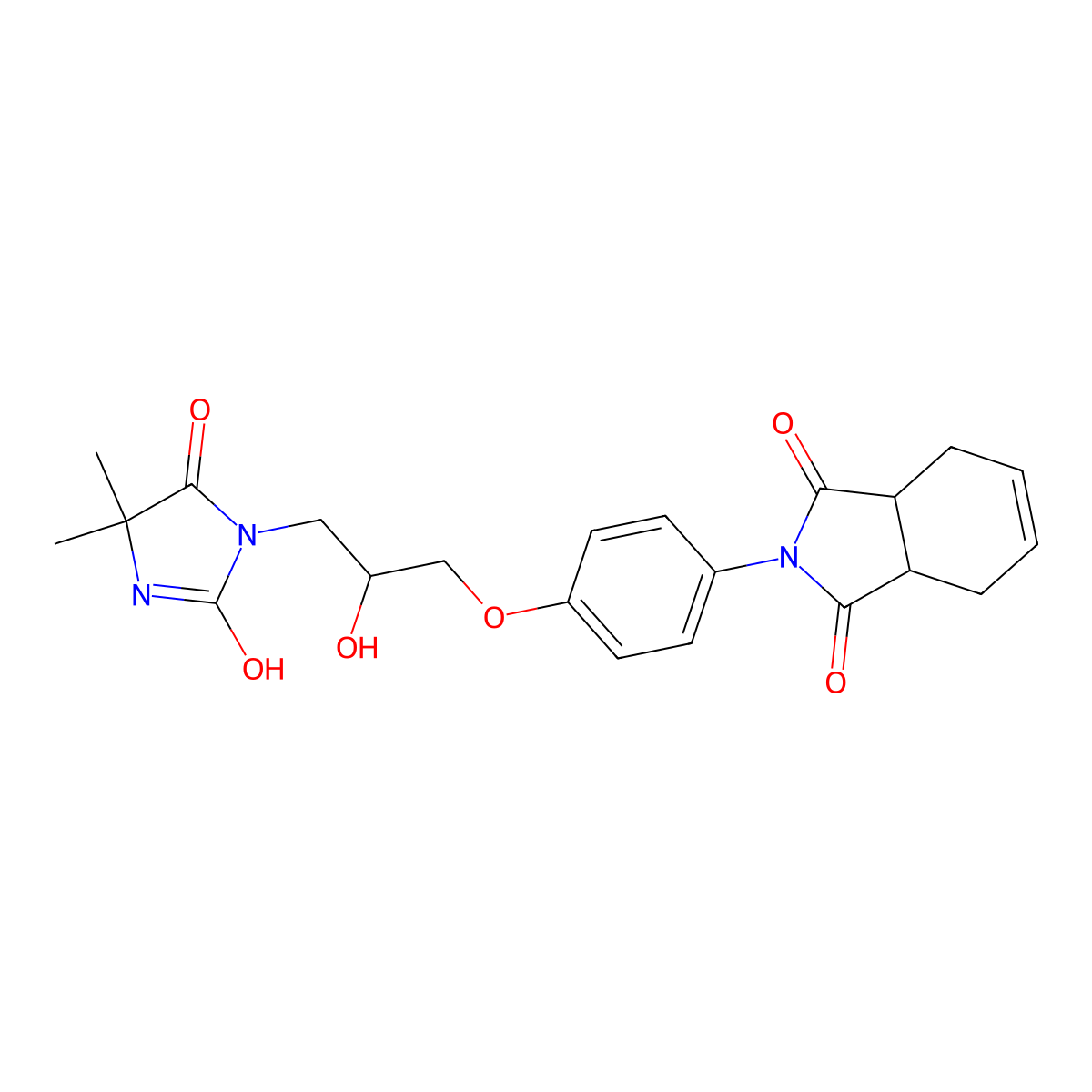 2-[4-[3-(4,4-Dimethyl-2,5-dioxoimidazolidin-1-yl)-2-hydroxypropoxy]phenyl]-3a,4,7,7a-tetrahydroisoindole-1,3-dione molecular structure, CAS 344957-02-4