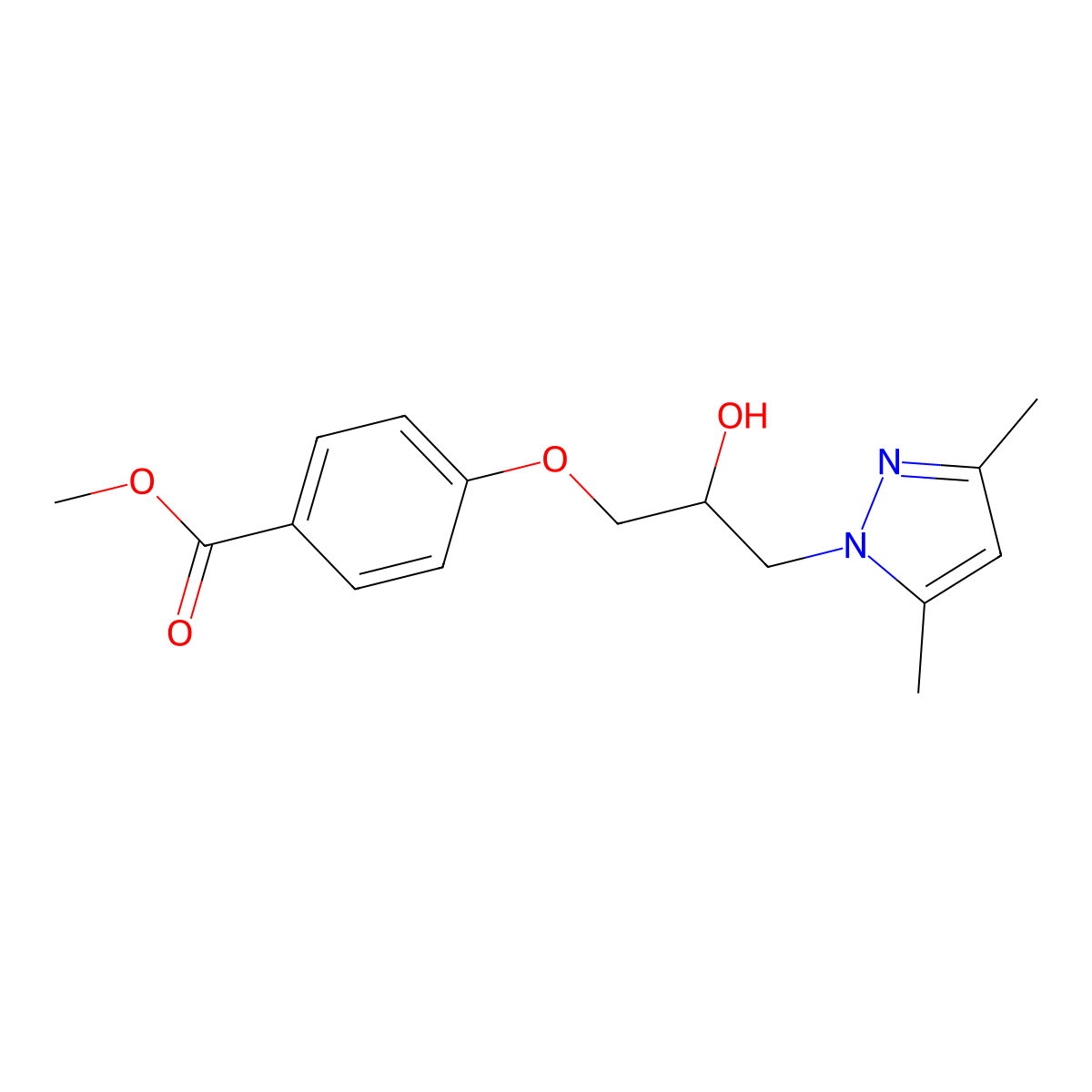Methyl 4-[3-(3,5-dimethylpyrazol-1-yl)-2-hydroxypropoxy]benzoate molecular structure, CAS 344957-08-0