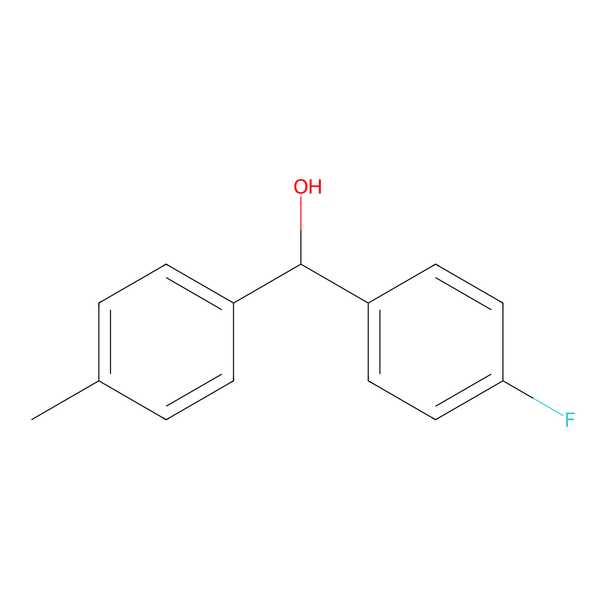 4-Fluoro-4'-methylbenzhydrol molecular structure, CAS 345-91-5