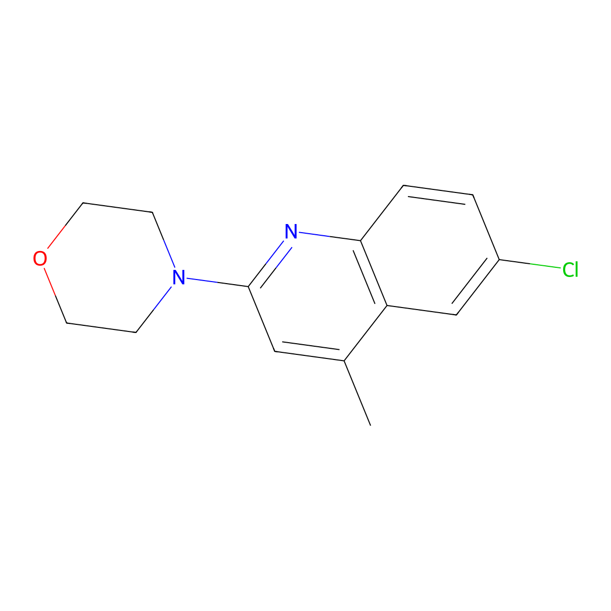 6-Chloro-4-methyl-2-morpholinoquinoline molecular structure, CAS 34500-49-7