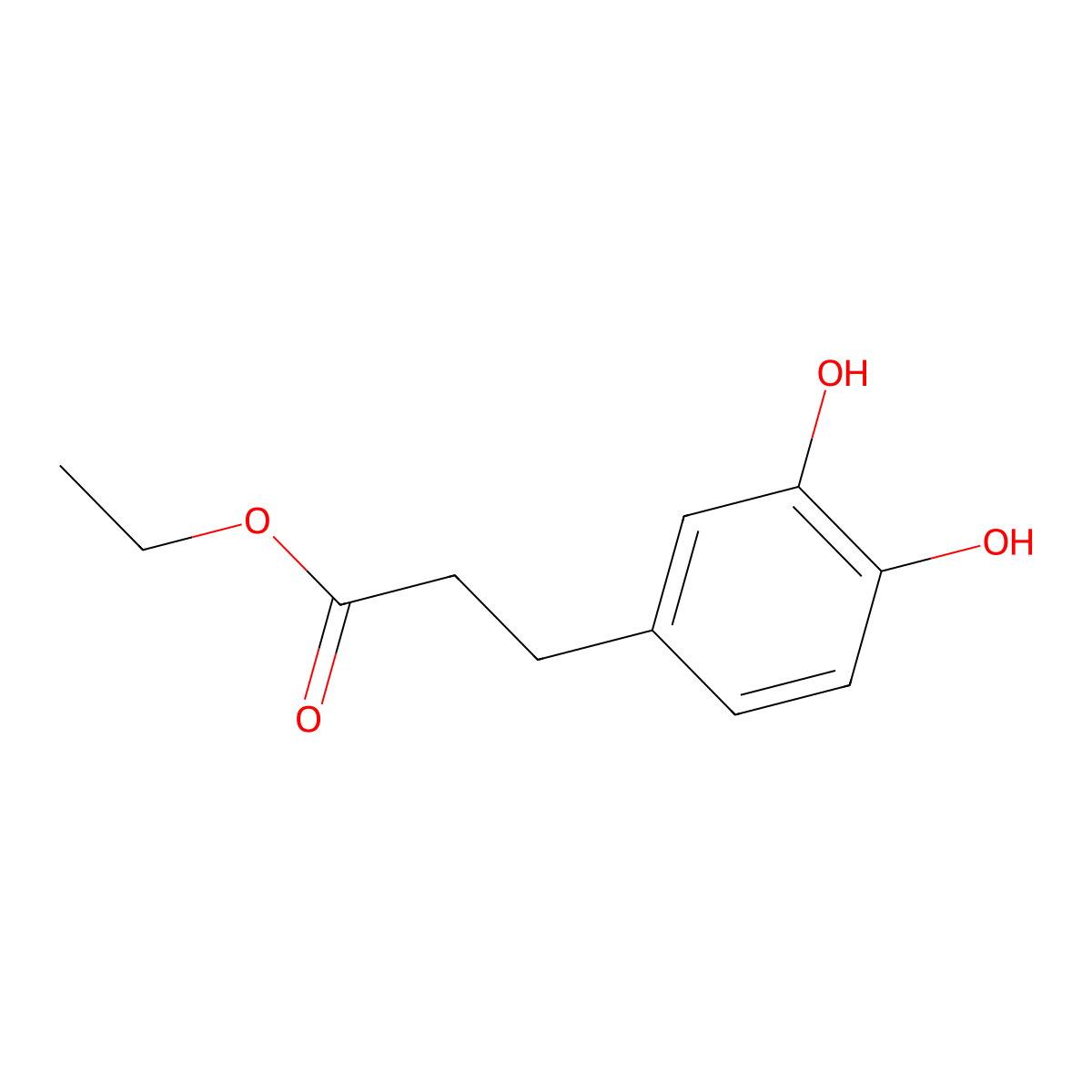 Ethyl 3-(3,4-dihydroxyphenyl)propionate molecular structure, CAS 34516-65-9
