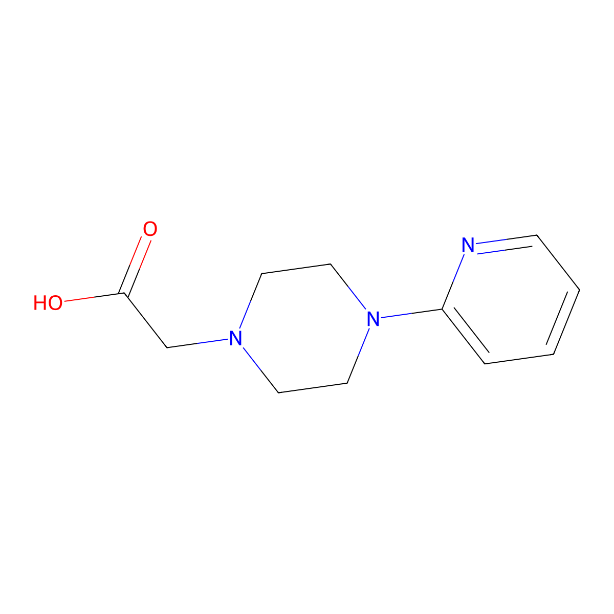 2-(4-(Pyridin-2-yl)piperazin-1-yl)acetic acid molecular structure, CAS 345206-92-0