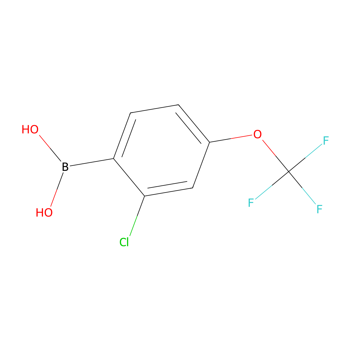 (2-Chloro-4-(trifluoromethoxy)phenyl)boronic acid molecular structure, CAS 345226-20-2