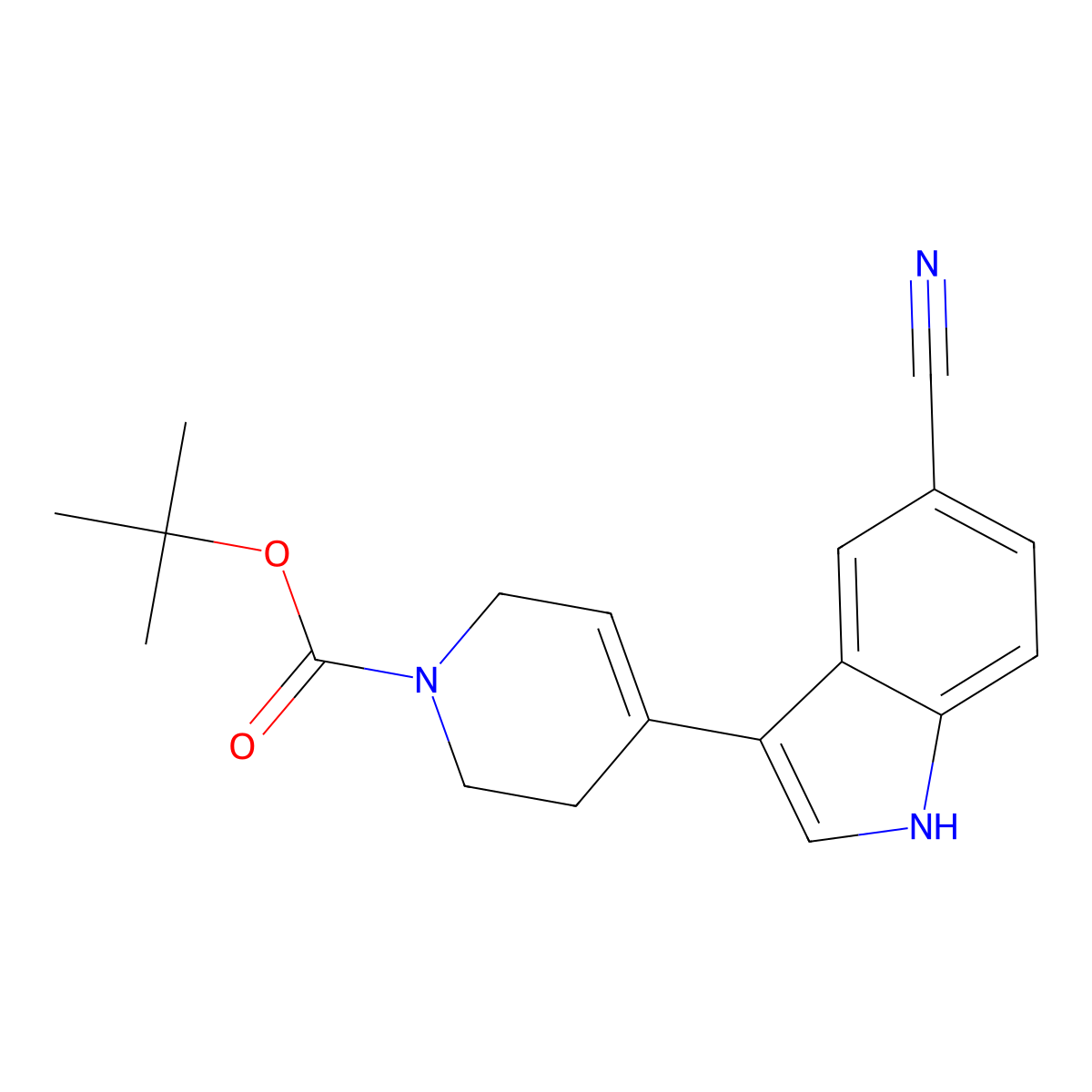 4-(5-Cyano-1h-indol-3-yl)-3,6-dihydro-2h-pyridine-1-carboxylic acid tert-butyl ester molecular structure, CAS 345235-76-9