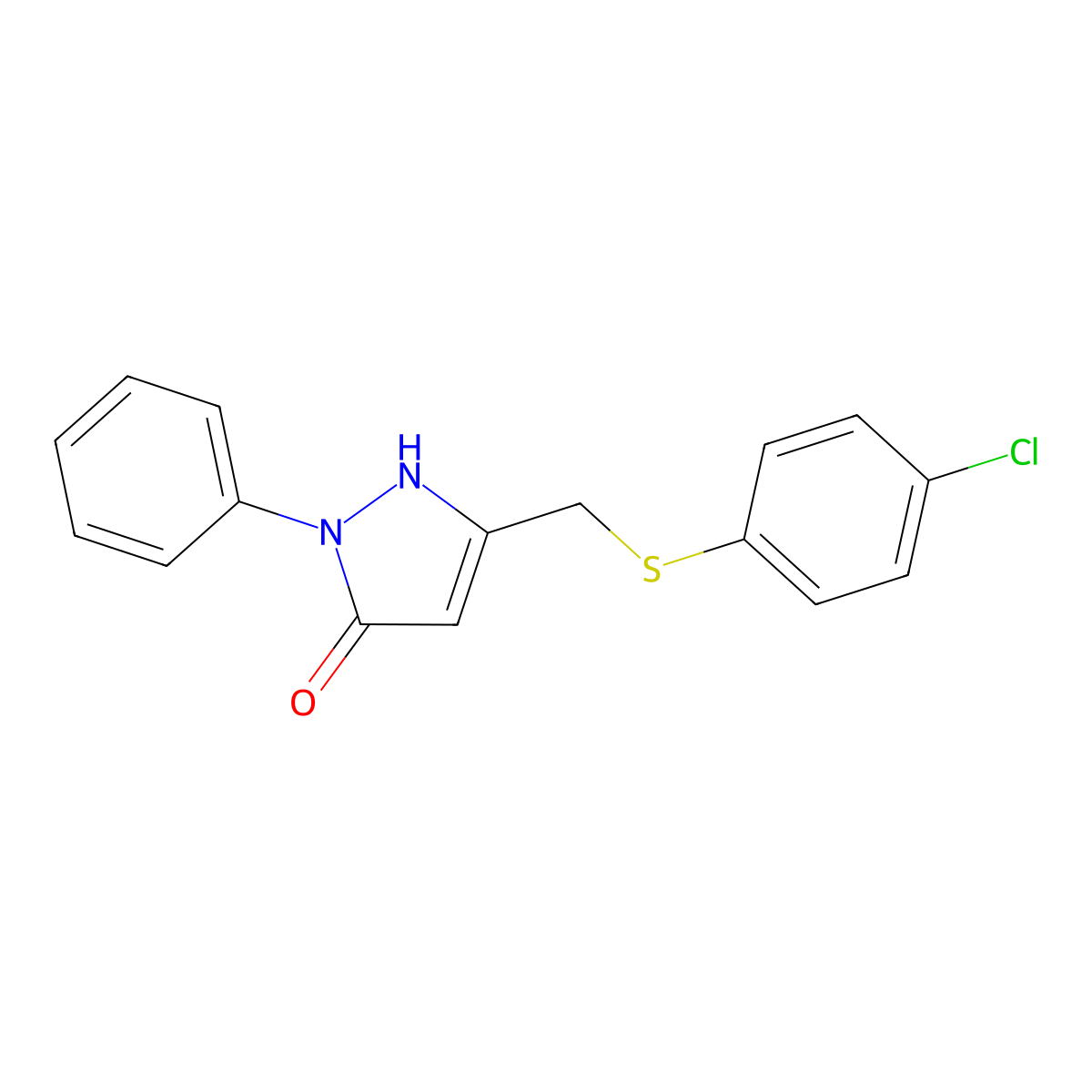 3-{[(4-chlorophenyl)thio]methyl}-1-phenyl-1H-pyrazol-5-ol molecular structure, CAS 345237-58-3