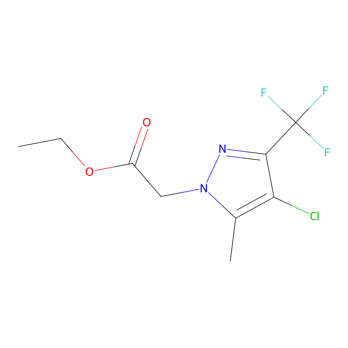 ethyl [4-chloro-5-methyl-3-(trifluoromethyl)-1H-pyrazol-1-yl]acetate molecular structure, CAS 345237-74-3