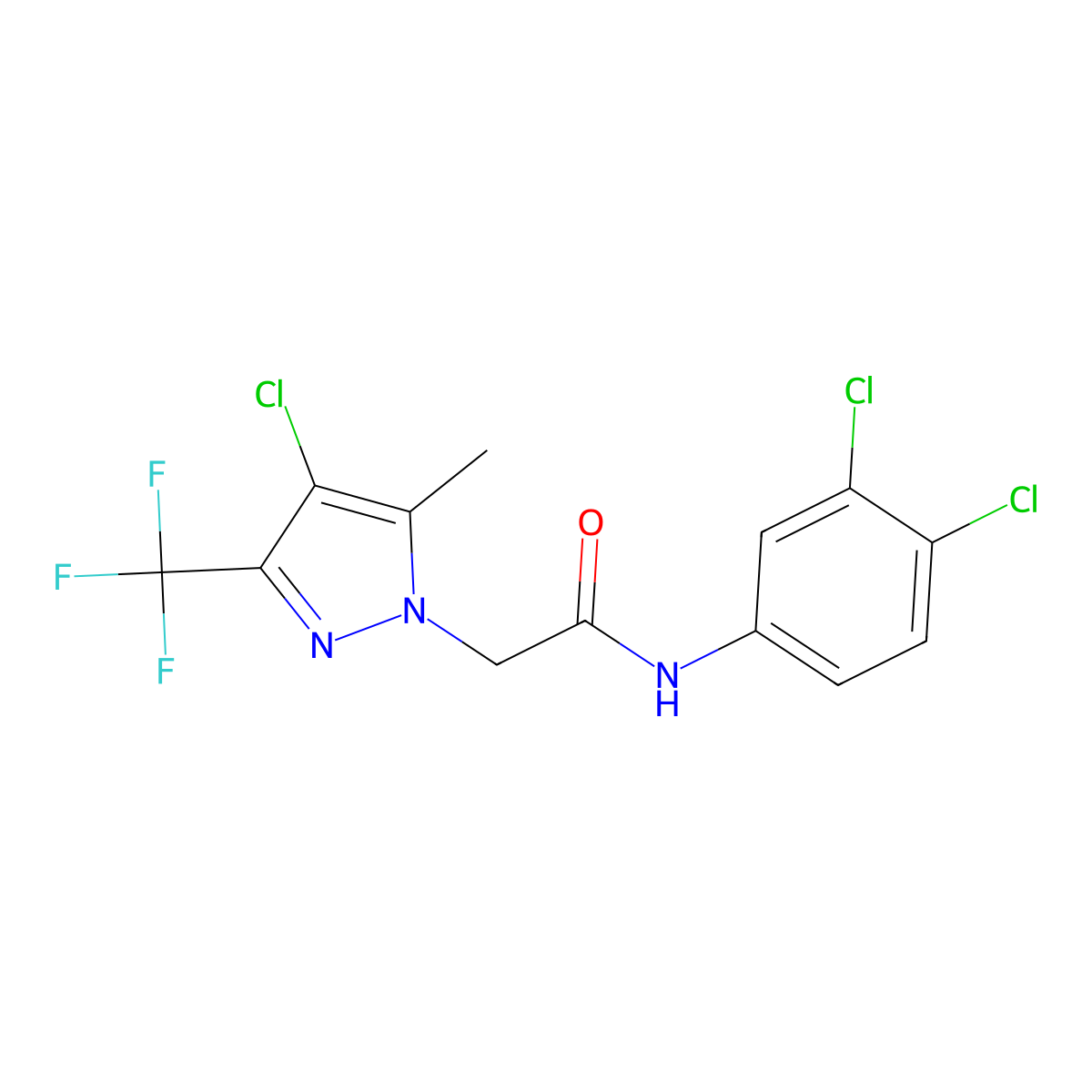 2-[4-chloro-5-methyl-3-(trifluoromethyl)pyrazol-1-yl]-N-(3,4-dichlorophenyl)acetamide molecular structure, CAS 345237-78-7