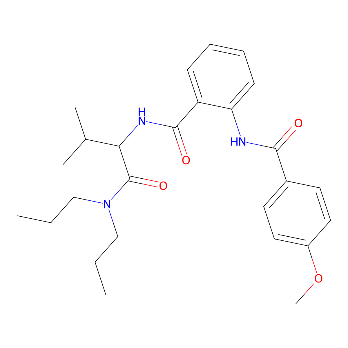 N-[1-(dipropylamino)-3-methyl-1-oxobutan-2-yl]-2-[(4-methoxybenzoyl)amino]benzamide molecular structure, CAS 345237-89-0