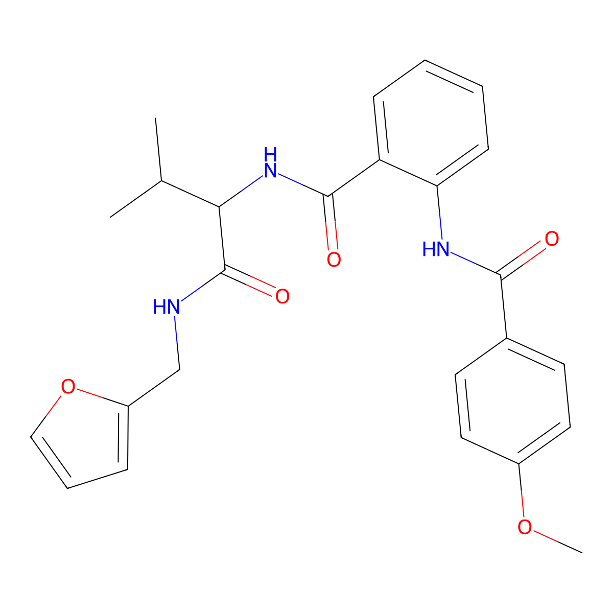 N-[1-(furan-2-ylmethylamino)-3-methyl-1-oxobutan-2-yl]-2-[(4-methoxybenzoyl)amino]benzamide molecular structure, CAS 345237-90-3