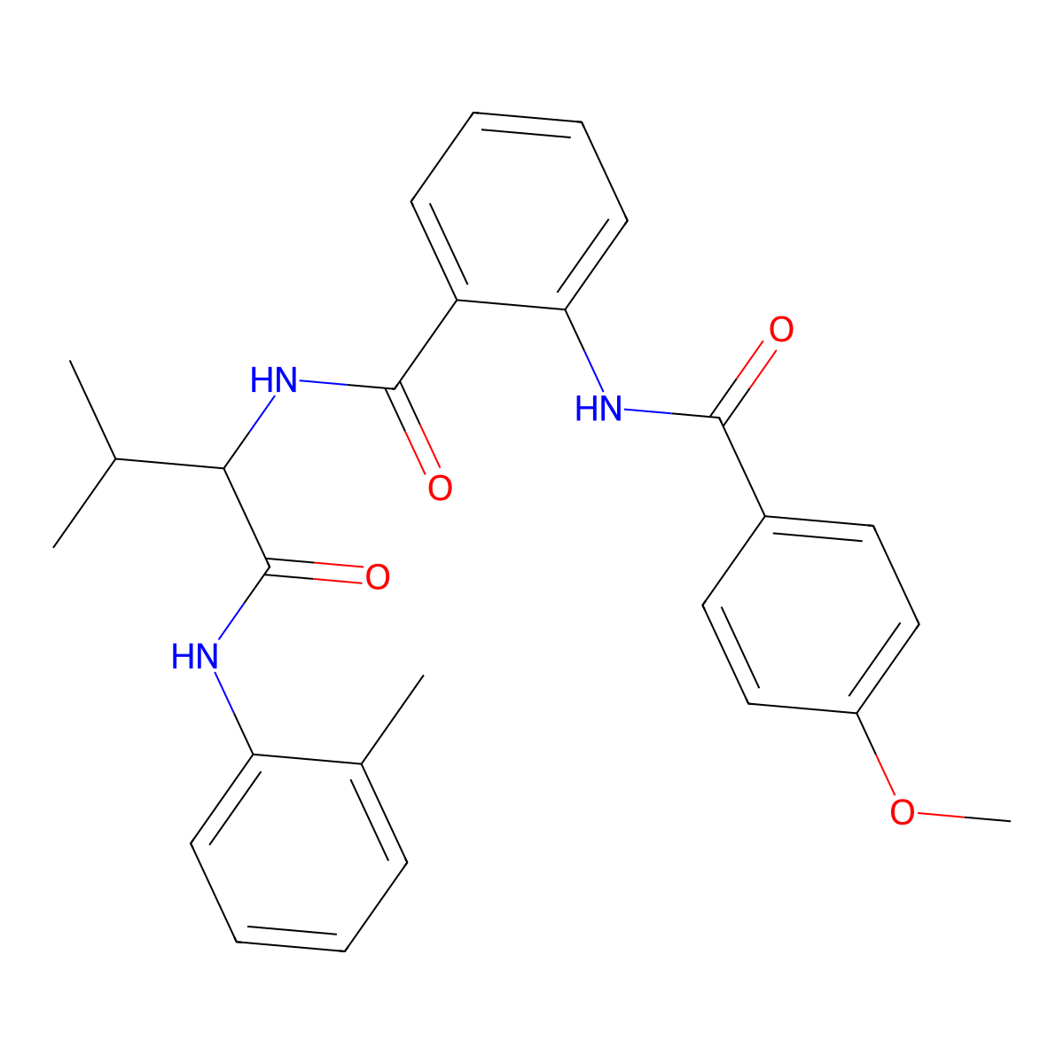 2-[(4-methoxybenzoyl)amino]-N-[3-methyl-1-(2-methylanilino)-1-oxobutan-2-yl]benzamide molecular structure, CAS 345237-93-6