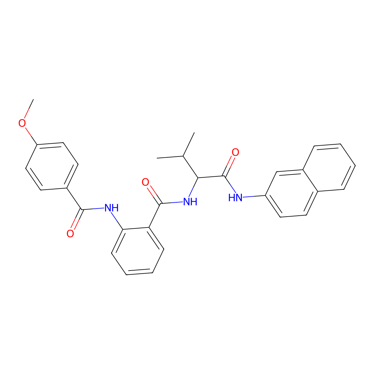 2-[(4-methoxybenzoyl)amino]-N-[3-methyl-1-(naphthalen-2-ylamino)-1-oxobutan-2-yl]benzamide molecular structure, CAS 345244-54-4