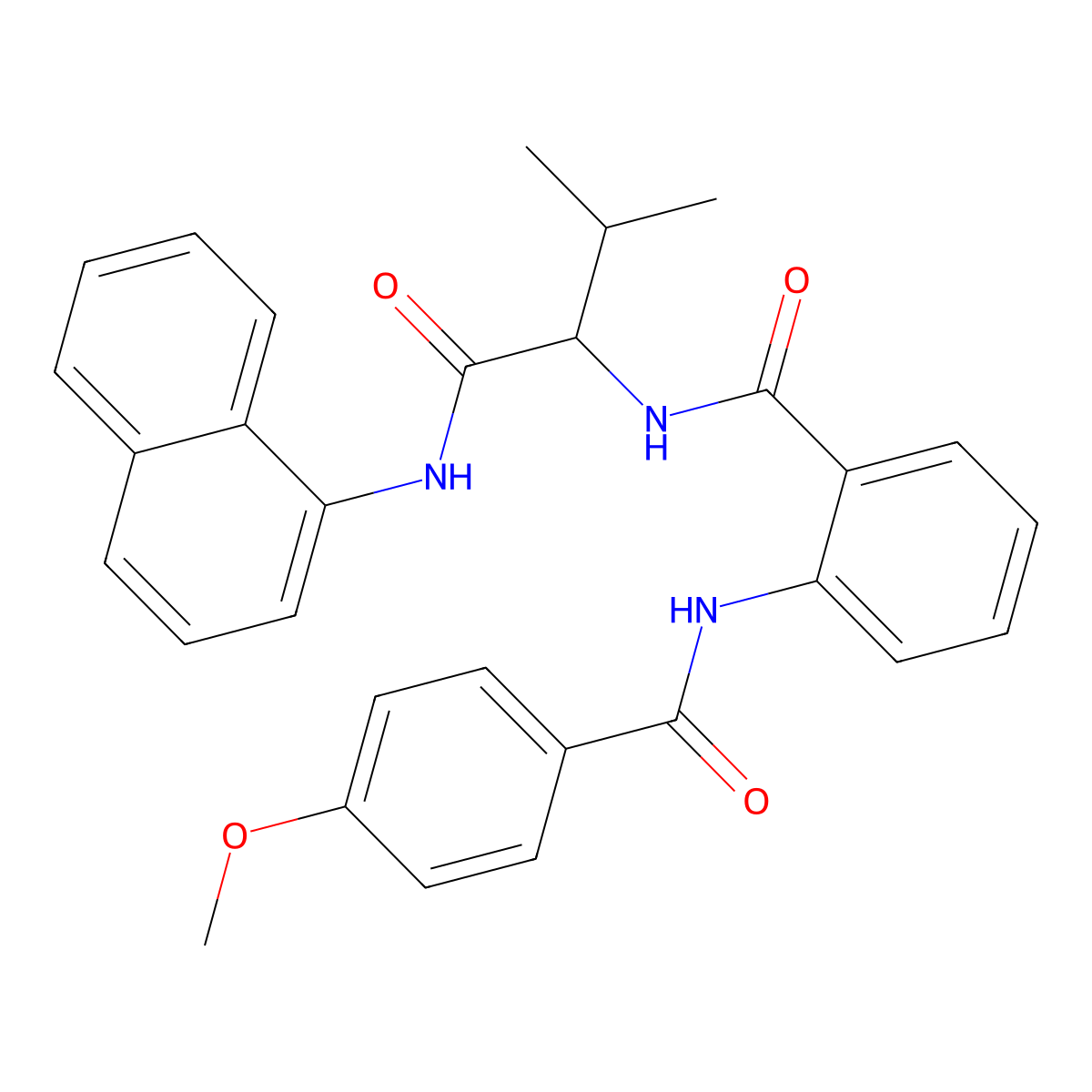 2-[(4-methoxybenzoyl)amino]-N-[3-methyl-1-(naphthalen-1-ylamino)-1-oxobutan-2-yl]benzamide molecular structure, CAS 345244-55-5