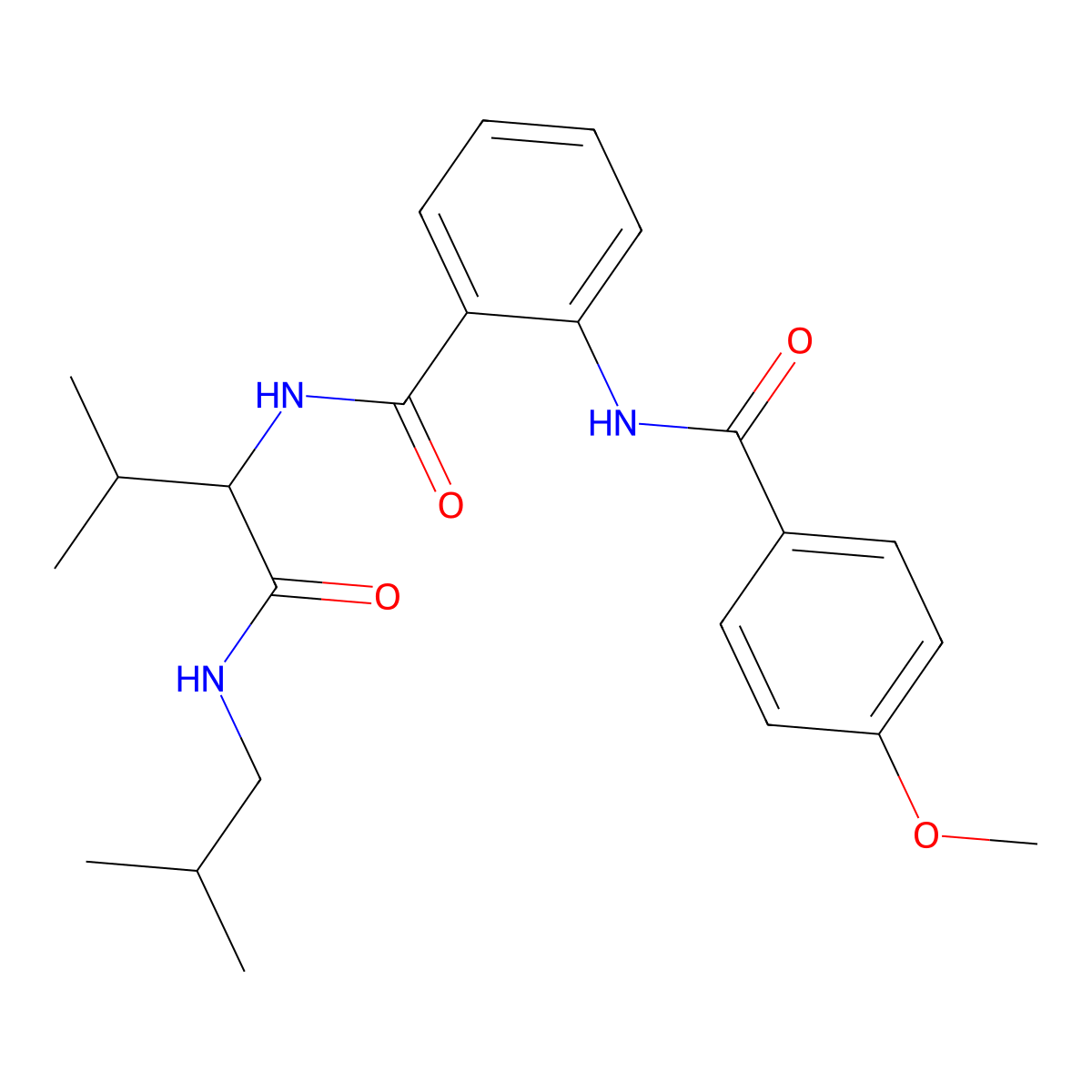 N-{1-[(isobutylamino)carbonyl]-2-methylpropyl}-2-[(4-methoxybenzoyl)amino]benzamide molecular structure, CAS 345244-56-6