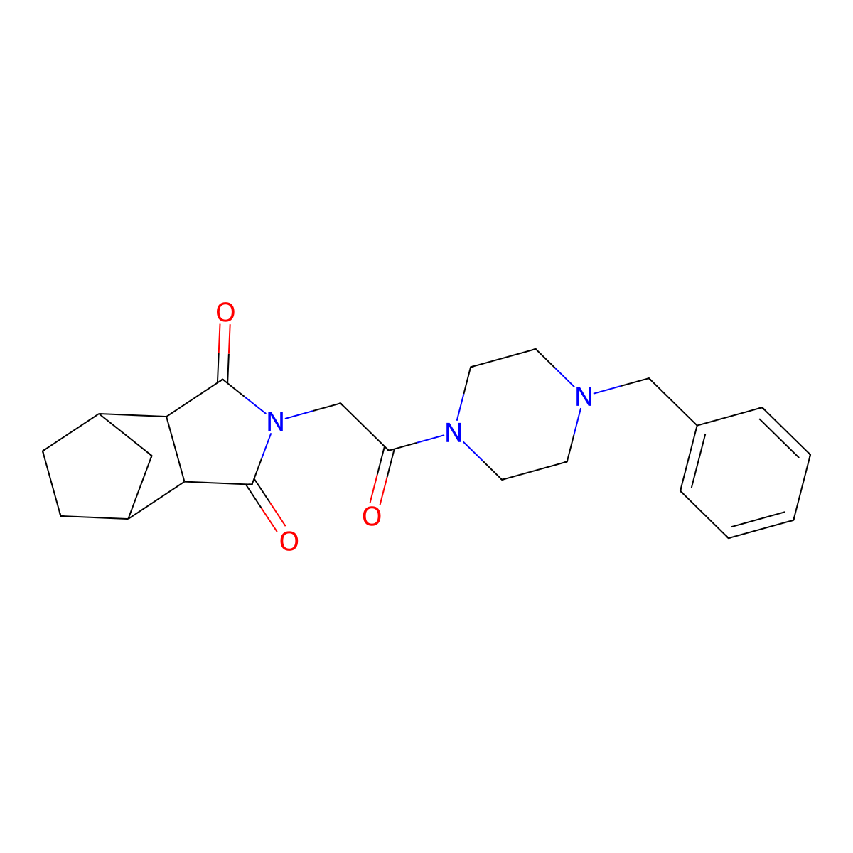 2-(2-(4-benzylpiperazin-1-yl)-2-oxoethyl)hexahydro-1H-4,7-methanoisoindole-1,3(2H)-dione molecular structure, CAS 345244-86-2