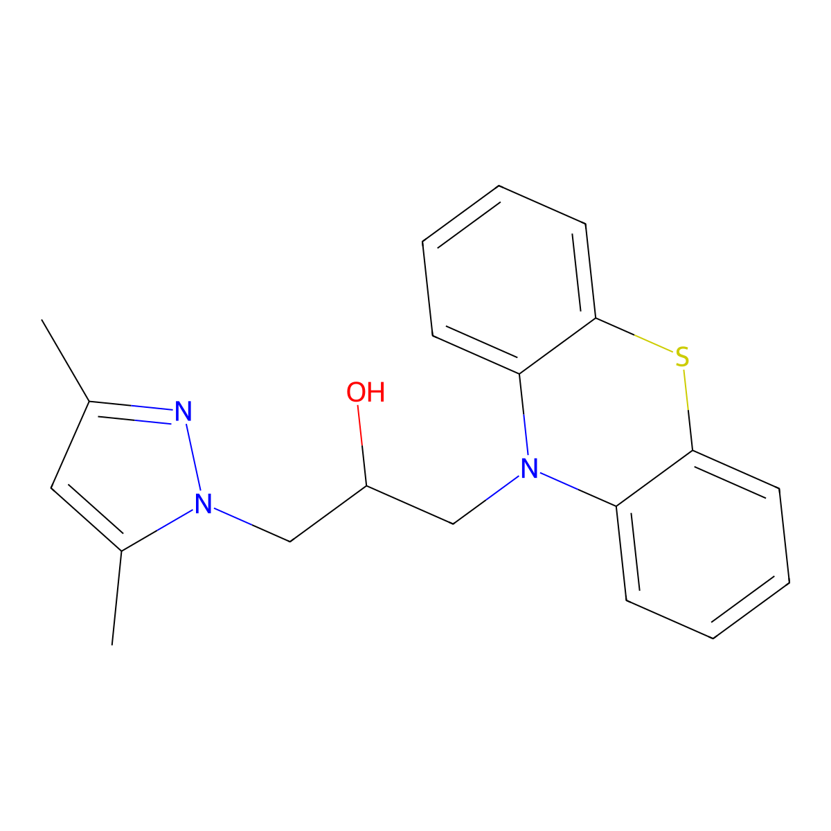 1-(3,5-dimethyl-1H-pyrazol-1-yl)-3-(10H-phenothiazin-10-yl)propan-2-ol molecular structure, CAS 345244-89-5