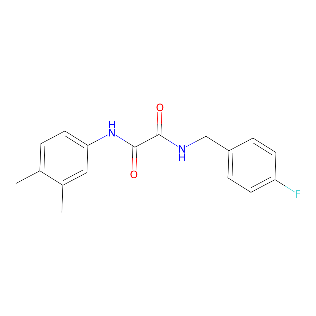 N'-(3,4-dimethylphenyl)-N-[(4-fluorophenyl)methyl]oxamide molecular structure, CAS 345248-74-0