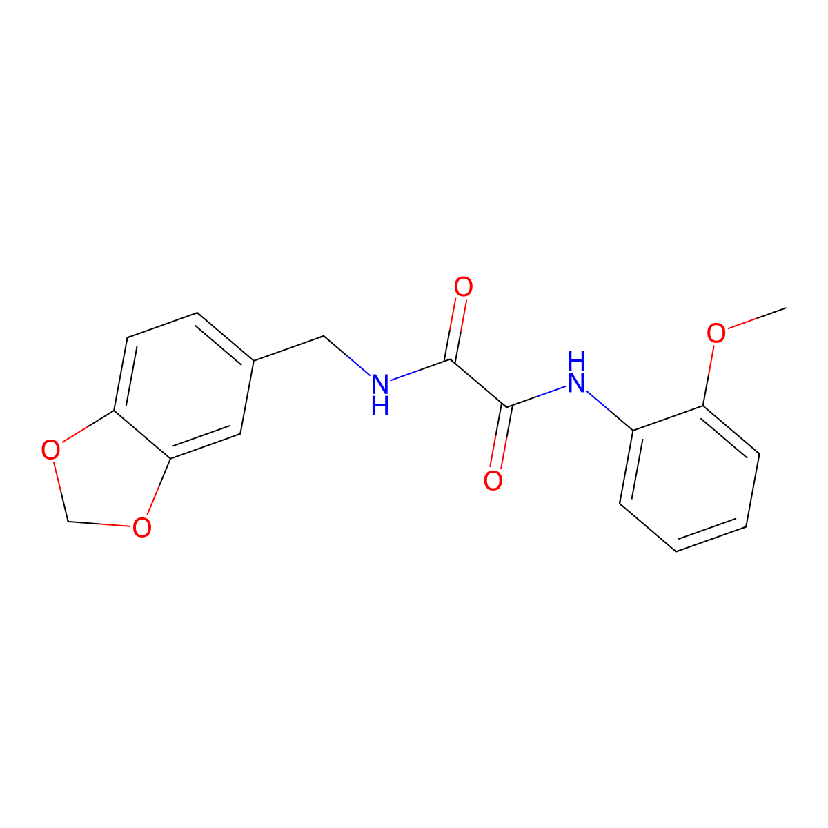N-(1,3-benzodioxol-5-ylmethyl)-N'-(2-methoxyphenyl)oxamide molecular structure, CAS 345249-01-6