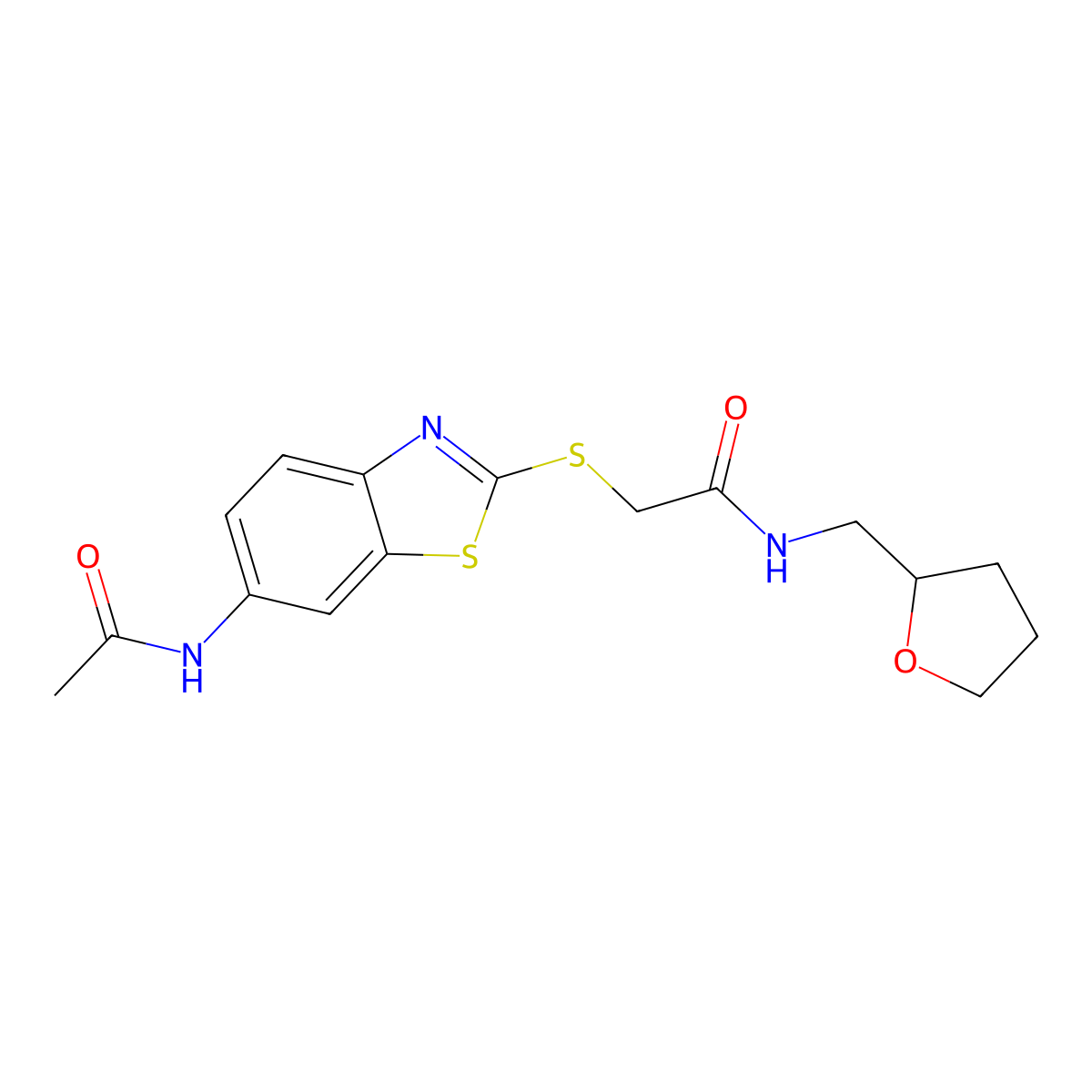 2-[(6-acetamido-1,3-benzothiazol-2-yl)sulfanyl]-N-(oxolan-2-ylmethyl)acetamide molecular structure, CAS 345254-05-9