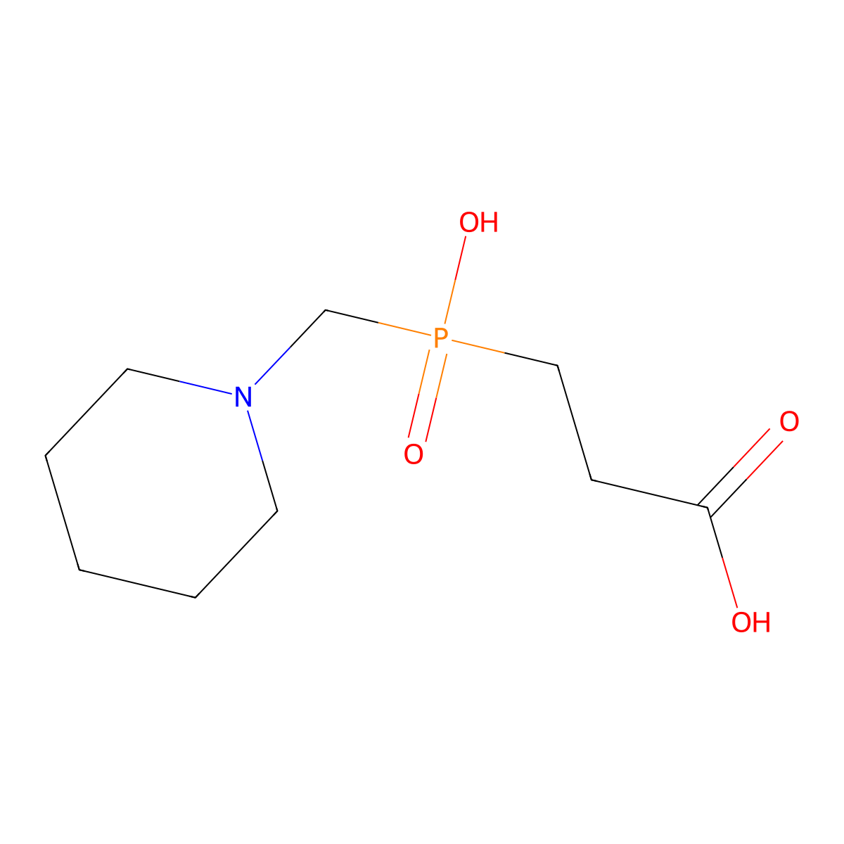 3-(Hydroxy(piperidin-1-ylmethyl)phosphoryl)propanoic acid molecular structure, CAS 345254-26-4