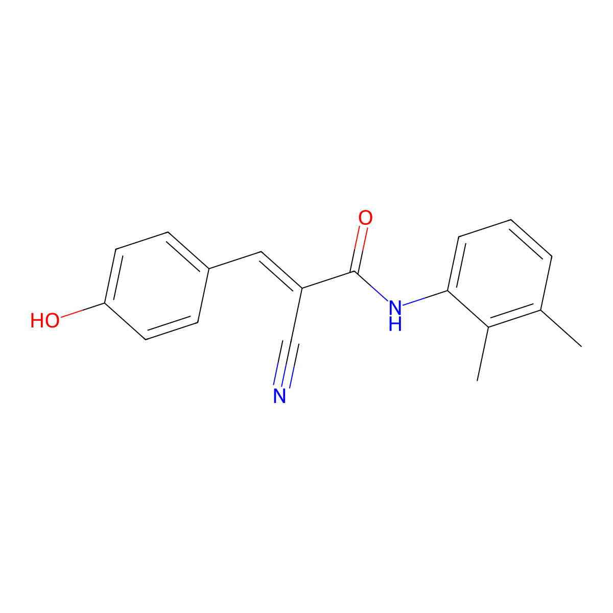 2-cyano-N-(2,3-dimethylphenyl)-3-(4-hydroxyphenyl)prop-2-enamide molecular structure, CAS 345257-35-4