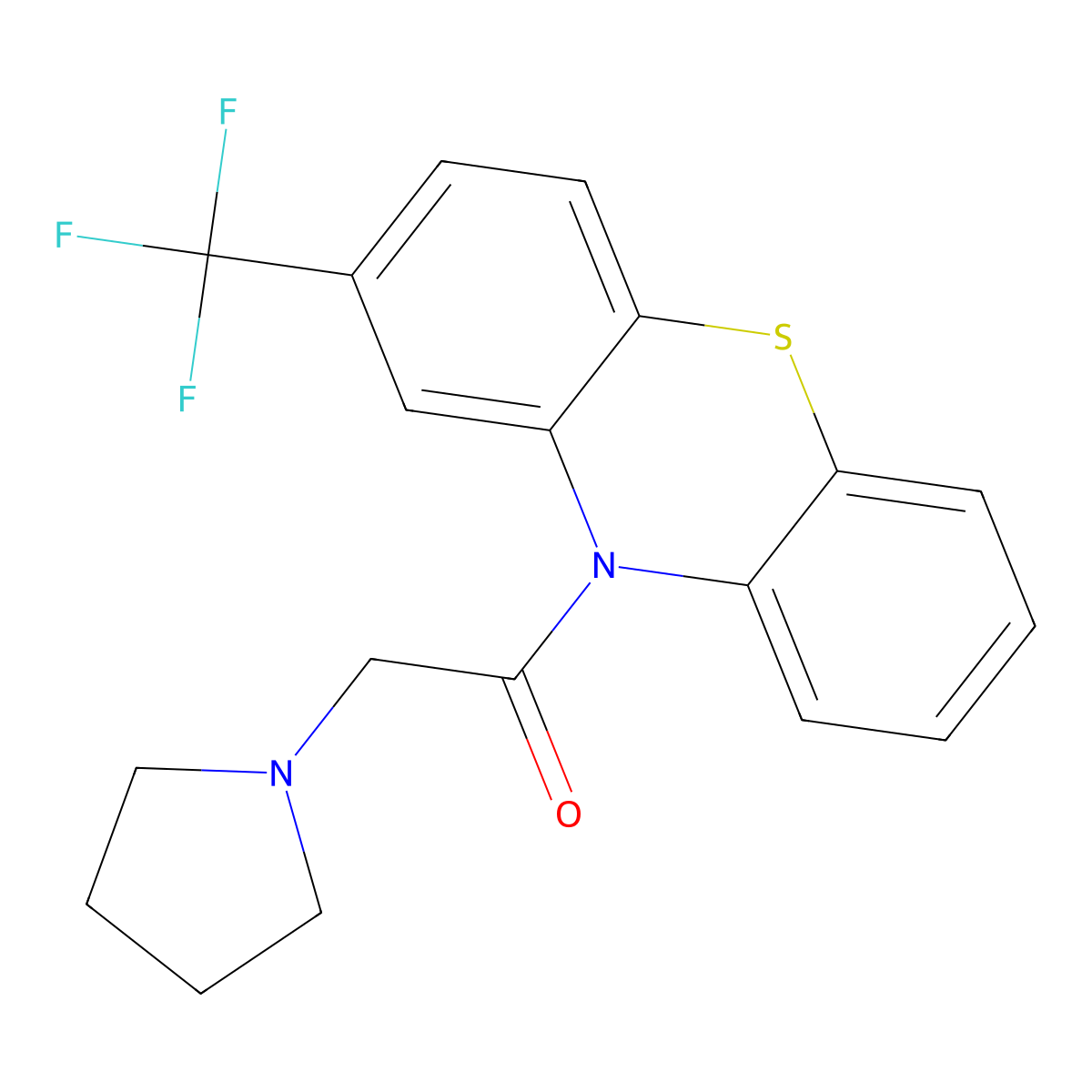 2-Pyrrolidin-1-yl-1-[2-(trifluoromethyl)phenothiazin-10-yl]ethanone molecular structure, CAS 345258-24-4
