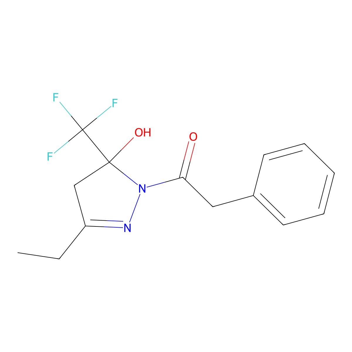 1-[3-ethyl-5-hydroxy-5-(trifluoromethyl)-4H-pyrazol-1-yl]-2-phenylethanone molecular structure, CAS 345259-02-1