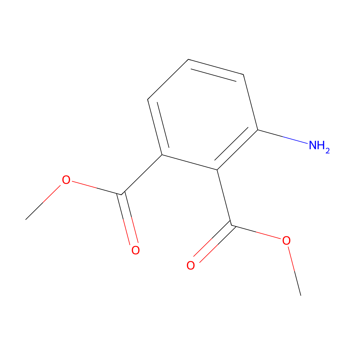 Dimethyl 3-aminobenzene-1,2-dicarboxylate molecular structure, CAS 34529-06-1