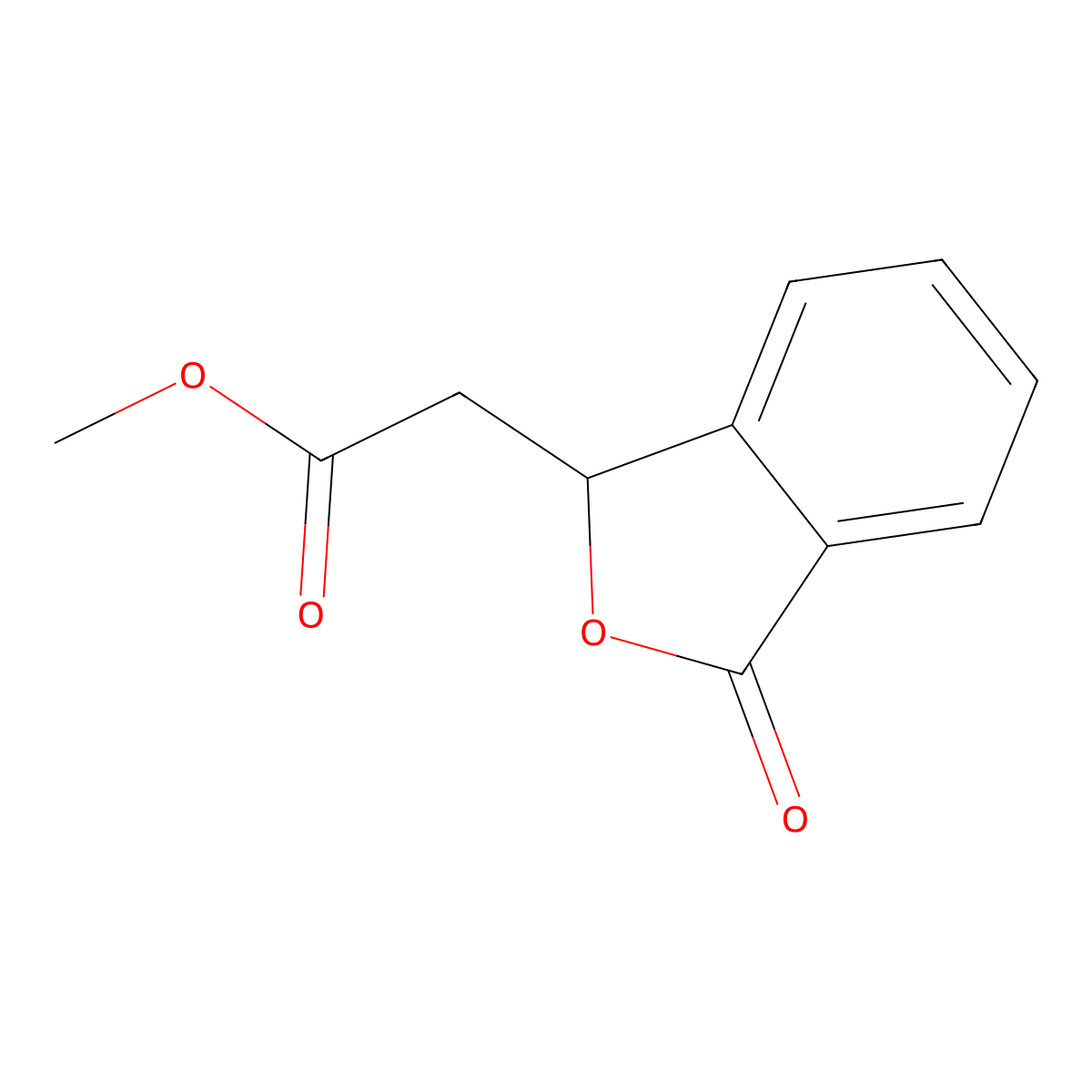 Methyl (3-oxo-1,3-dihydro-2-benzofuran-1-yl)acetate molecular structure, CAS 3453-60-9