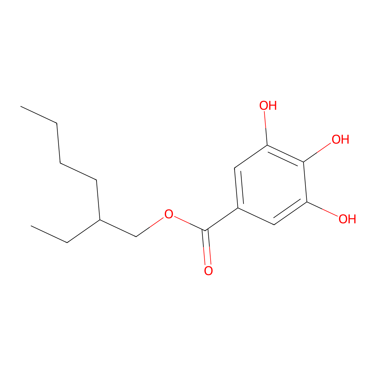 2-Ethylhexyl gallate molecular structure, CAS 34531-26-5