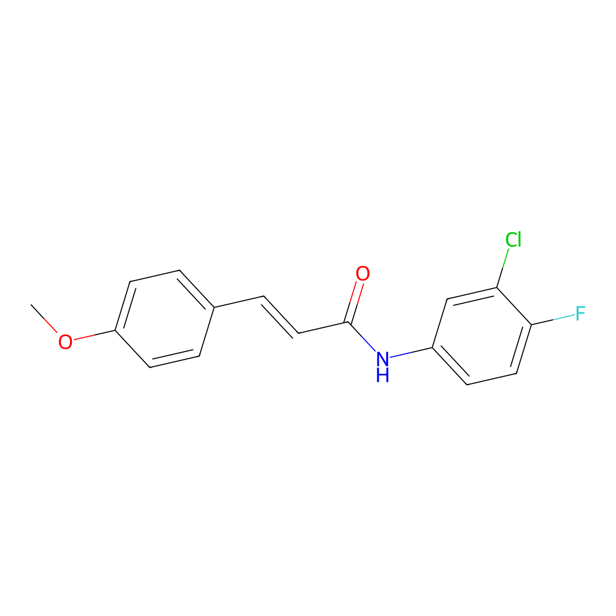 2-Propenamide, N-(3-chloro-4-fluorophenyl)-3-(4-methoxyphenyl)- molecular structure, CAS 345325-75-9