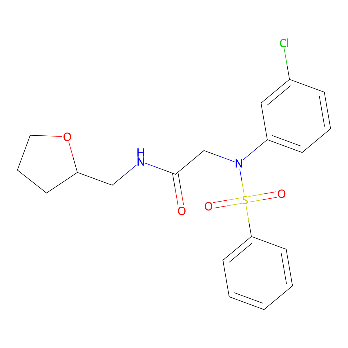 2-[N-(benzenesulfonyl)-3-chloroanilino]-N-(oxolan-2-ylmethyl)acetamide molecular structure, CAS 345327-47-1