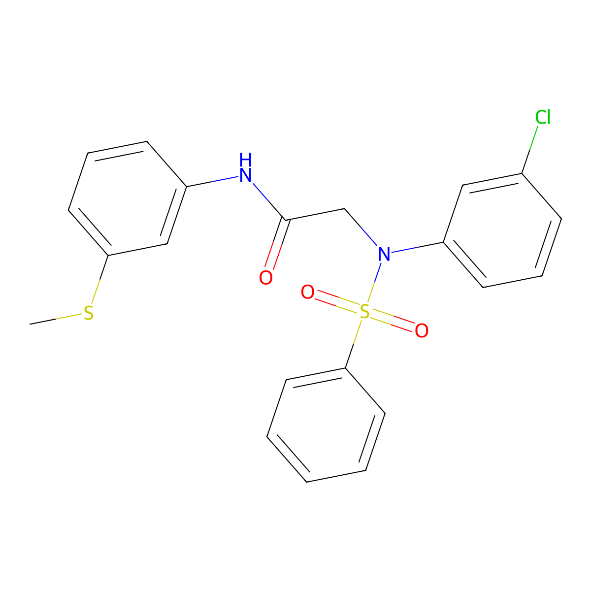 2-[N-(benzenesulfonyl)-3-chloroanilino]-N-(3-methylsulfanylphenyl)acetamide molecular structure, CAS 345327-62-0