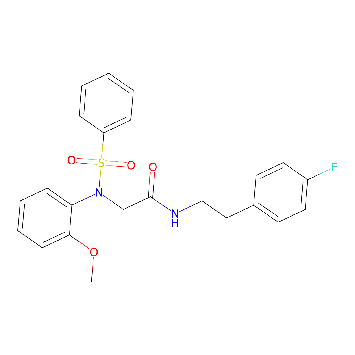 2-[N-(benzenesulfonyl)-2-methoxyanilino]-N-[2-(4-fluorophenyl)ethyl]acetamide molecular structure, CAS 345328-08-7