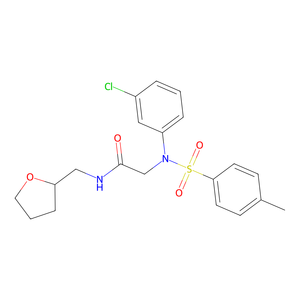 2-(3-chloro-N-(4-methylphenyl)sulfonylanilino)-N-(oxolan-2-ylmethyl)acetamide molecular structure, CAS 345330-39-4