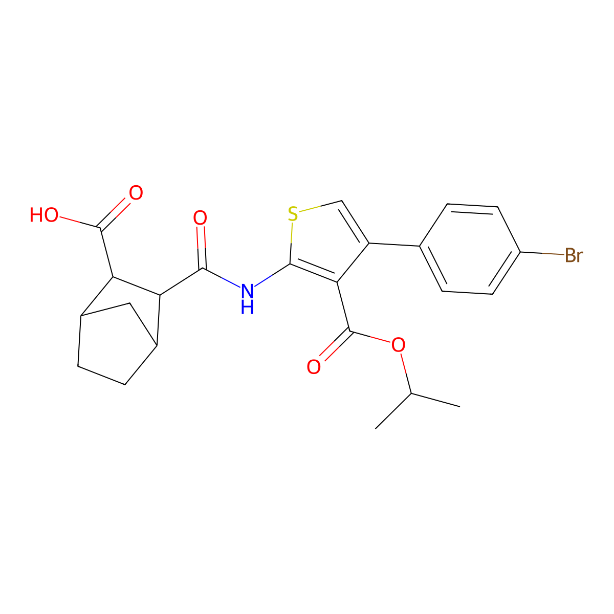 3-({[4-(4-Bromophenyl)-3-(isopropoxycarbonyl)-2-thienyl]amino}carbonyl)bicyclo[2.2.1]heptane-2-carboxylic acid molecular structure, CAS 345347-65-1