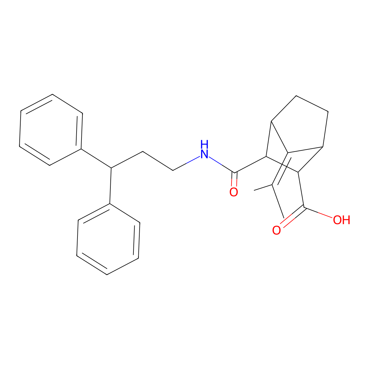 2-(3,3-Diphenylpropylcarbamoyl)-7-propan-2-ylidenebicyclo[2.2.1]heptane-3-carboxylic acid molecular structure, CAS 345347-71-9