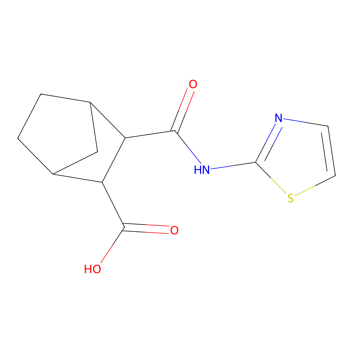 3-(1,3-Thiazol-2-ylcarbamoyl)bicyclo[2.2.1]heptane-2-carboxylic acid molecular structure, CAS 345347-80-0