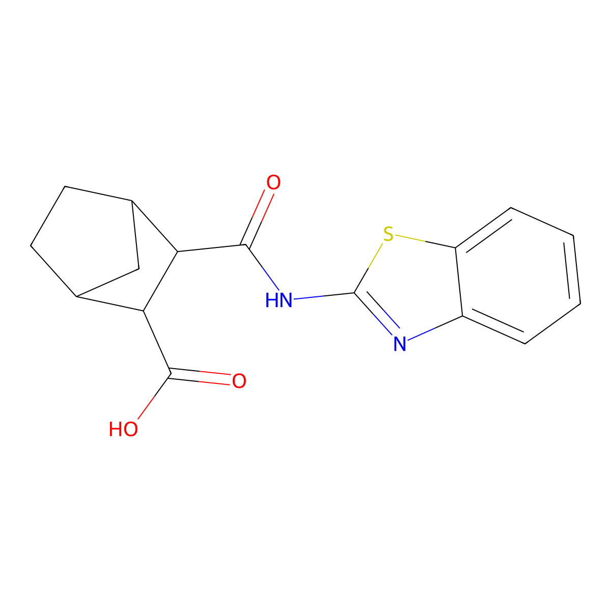 3-[(1,3-Benzothiazol-2-ylamino)carbonyl]bicyclo[2.2.1]heptane-2-carboxylic acid molecular structure, CAS 345347-88-8