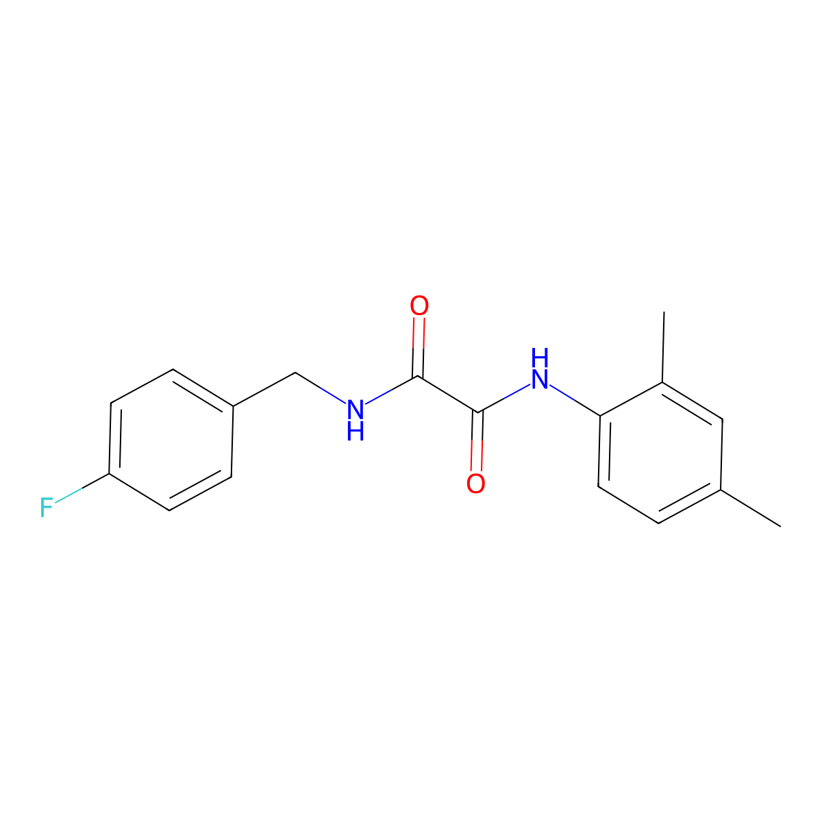 N'-(2,4-dimethylphenyl)-N-[(4-fluorophenyl)methyl]oxamide molecular structure, CAS 345367-16-0