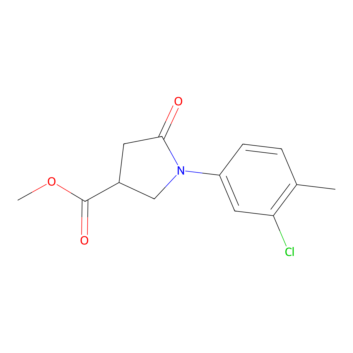 Methyl 1-(3-chloro-4-methylphenyl)-5-oxopyrrolidine-3-carboxylate molecular structure, CAS 345367-42-2