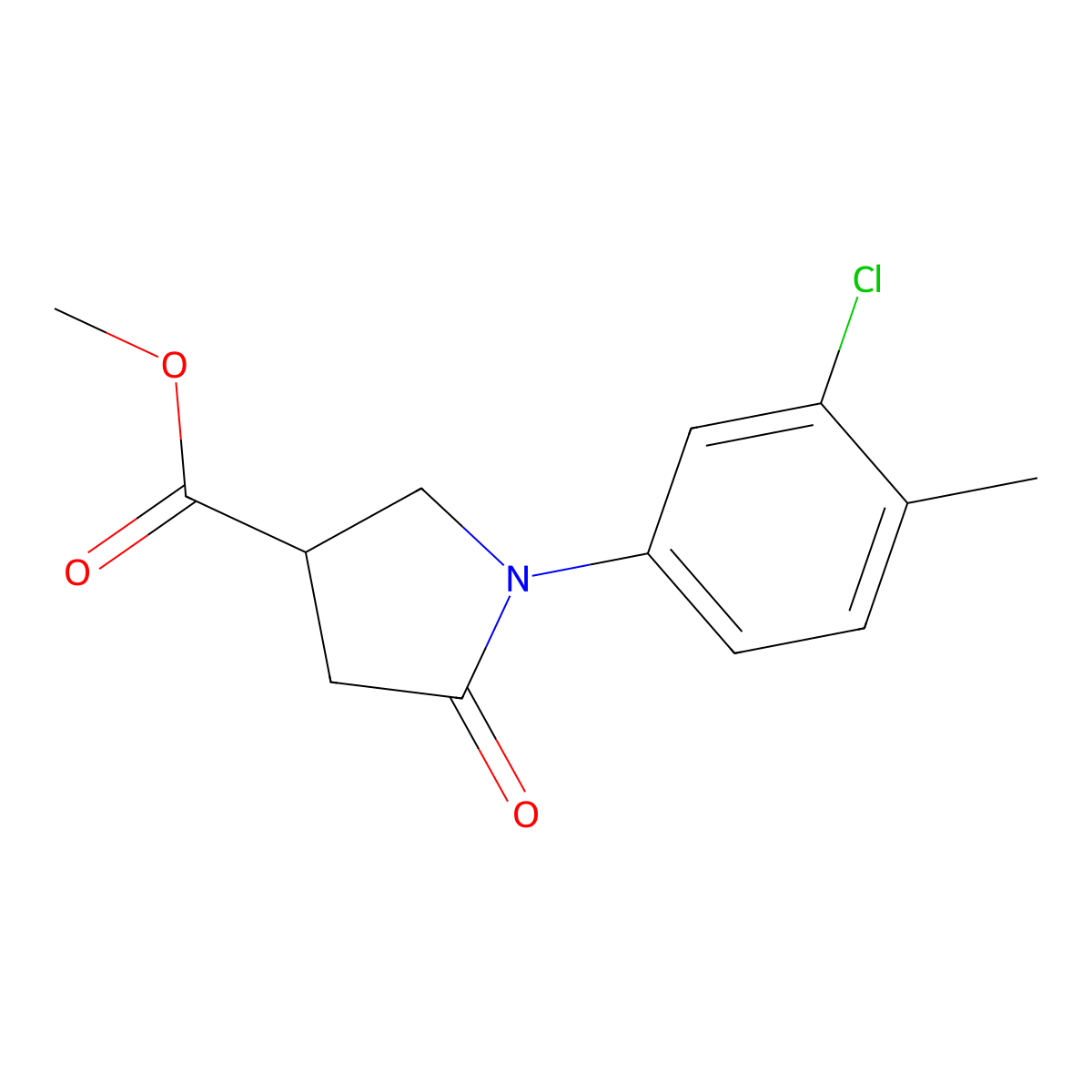 Methyl 1-(3-chloro-4-methylphenyl)-5-oxopyrrolidine-3-carboxylate molecular structure, CAS 345367-42-2