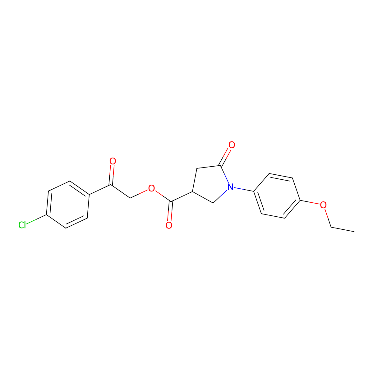 2-(4-Chlorophenyl)-2-oxoethyl 1-(4-ethoxyphenyl)-5-oxopyrrolidine-3-carboxylate molecular structure, CAS 345367-44-4